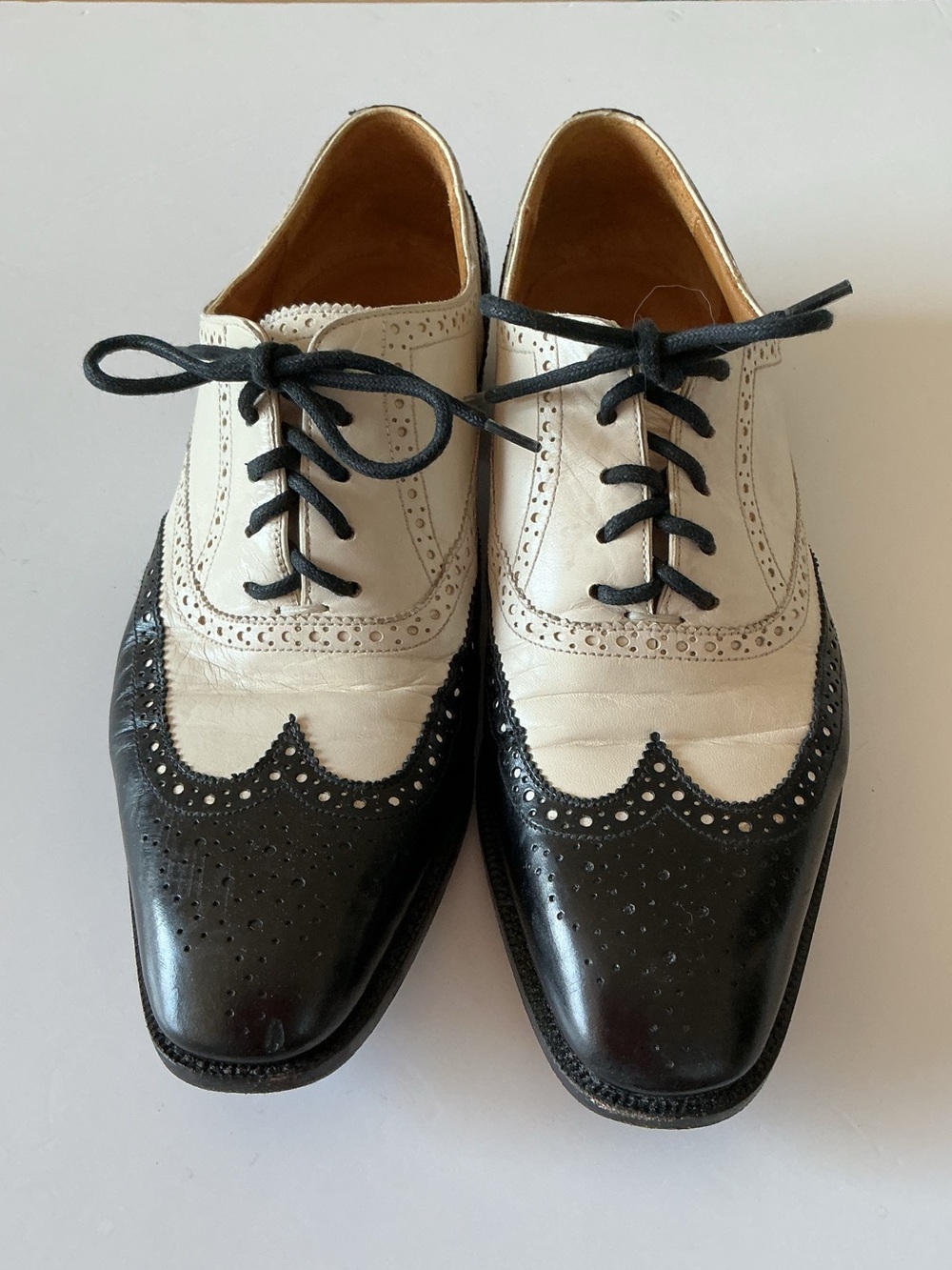 Ralph Lauren Vintage Black and White Women's Wingtip Lace-up Oxfords